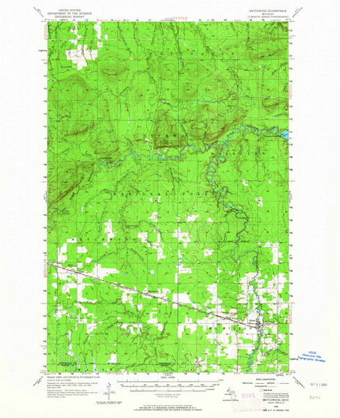Matchwood, Michigan 1956 (1964) USGS Old Topo Map Reprint 15x15 MI Quad 278330