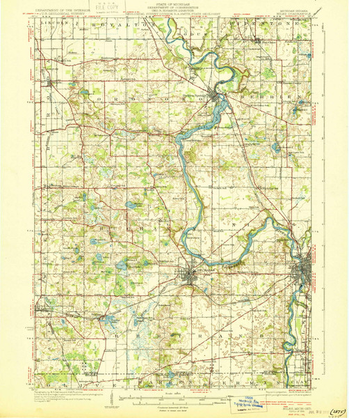 Niles, Michigan 1930 (1930) USGS Old Topo Map Reprint 15x15 MI Quad 278377