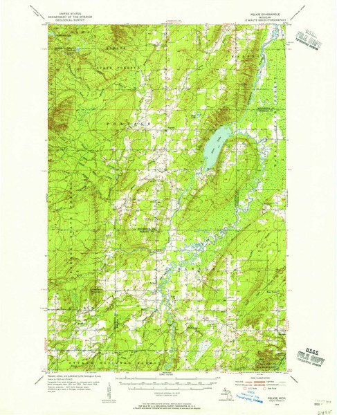 Pelkie, Michigan 1954 (1956) USGS Old Topo Map Reprint 15x15 MI Quad 278406
