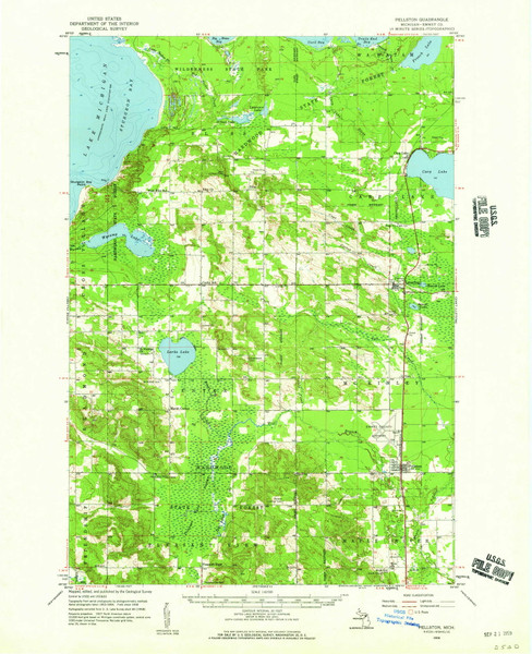 Pellston, Michigan 1958 (1959) USGS Old Topo Map Reprint 15x15 MI Quad 278408
