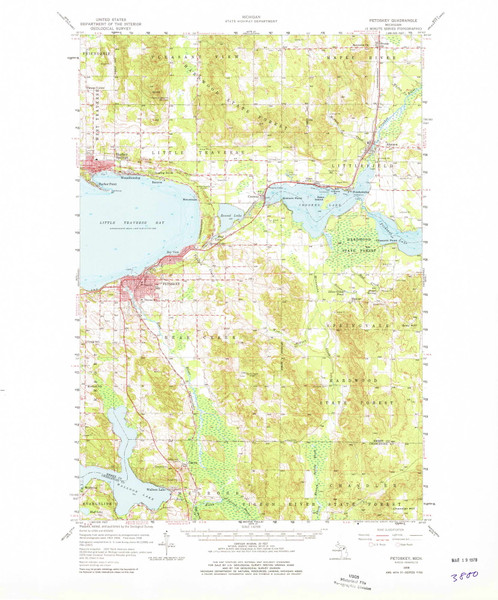 Petoskey, Michigan 1958 (1979) USGS Old Topo Map Reprint 15x15 MI Quad 278419