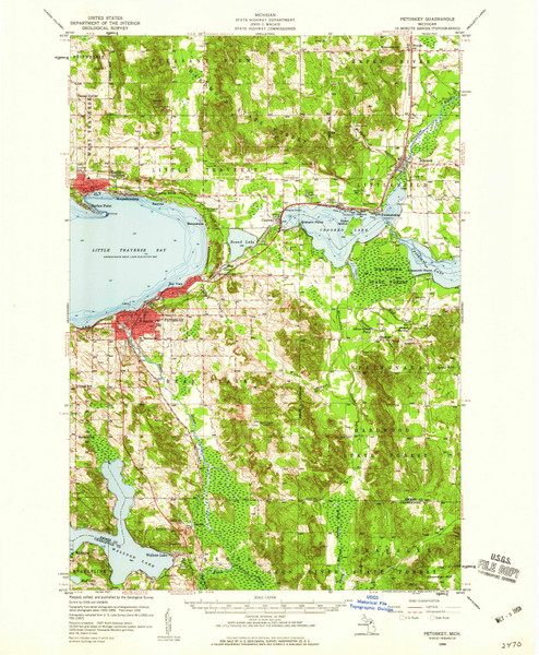 Petoskey, Michigan 1958 (1959) USGS Old Topo Map Reprint 15x15 MI Quad 278420