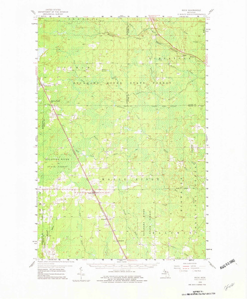 Rock, Michigan 1958 (1982) USGS Old Topo Map Reprint 15x15 MI Quad 278453