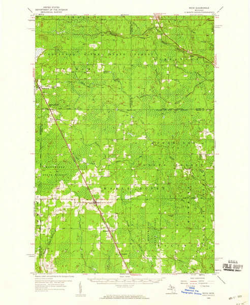 Rock, Michigan 1958 (1959) USGS Old Topo Map Reprint 15x15 MI Quad 278455