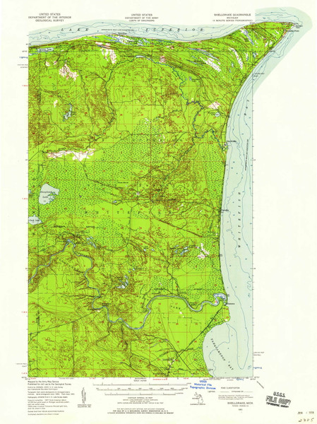 Shelldrake, Michigan 1951 (1958) USGS Old Topo Map Reprint 15x15 MI Quad 278491