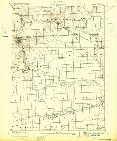 Wayne, Michigan 1905 (1932) USGS Old Topo Map Reprint 15x15 MI Quad 278589