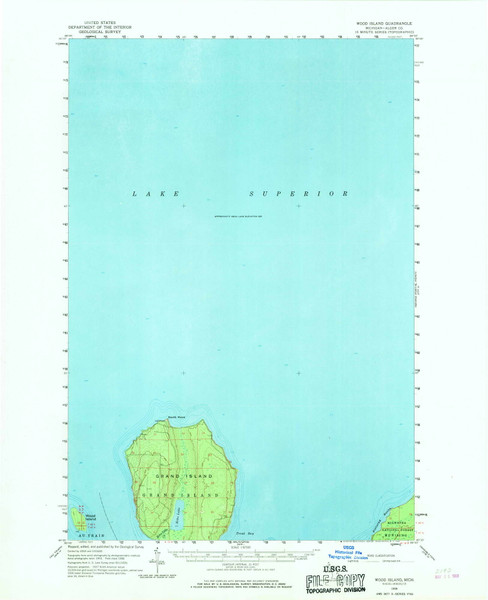 Wood Island, Michigan 1958 (1969) USGS Old Topo Map Reprint 15x15 MI Quad 278607