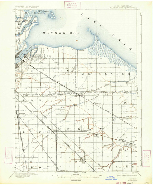 Maumee Bay, Michigan 1900 (1934) USGS Old Topo Map Reprint 15x15 MI Quad 227761