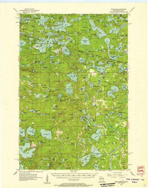 Starlake, Michigan 1955 (1957) USGS Old Topo Map Reprint 15x15 MI Quad 503546