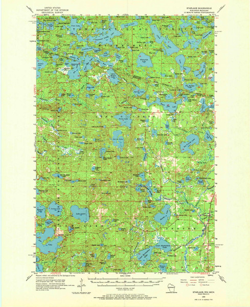 Starlake, Michigan 1955 (1973) USGS Old Topo Map Reprint 15x15 MI Quad 803039