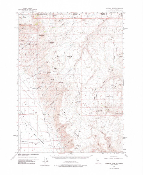 Disaster Peak, Nevada 1961 (1977) USGS Old Topo Map Reprint 15x15 OR Quad 320858