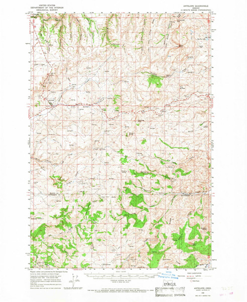 Antelope, Oregon 1966 (1968) USGS Old Topo Map Reprint 15x15 OR Quad 282228