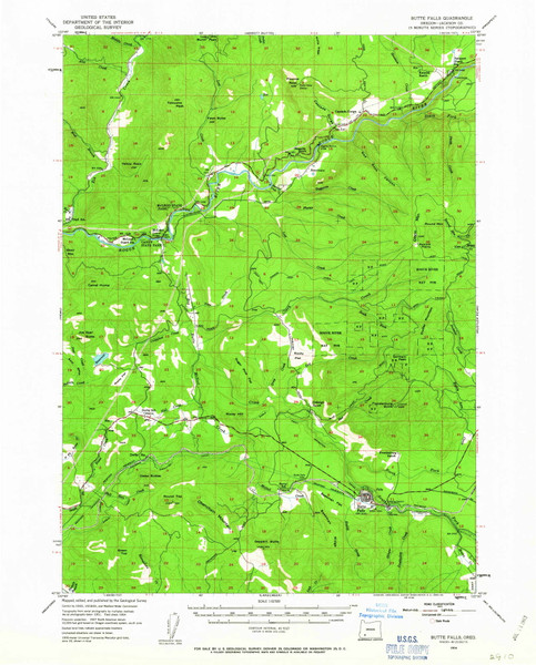 Butte Falls, Oregon 1954 (1963) USGS Old Topo Map Reprint 15x15 OR Quad 282291