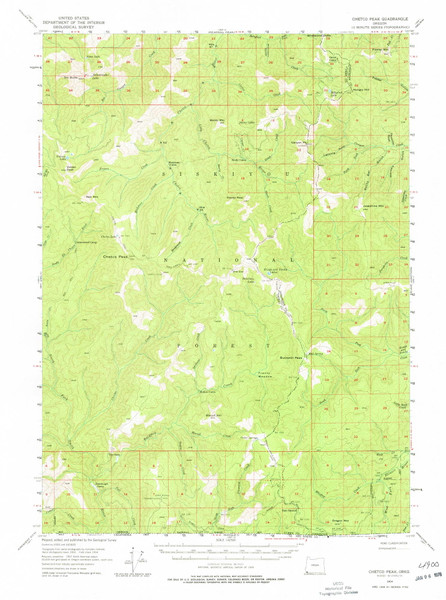 Chetco Peak, Oregon 1954 (1978) USGS Old Topo Map Reprint 15x15 OR Quad 282330