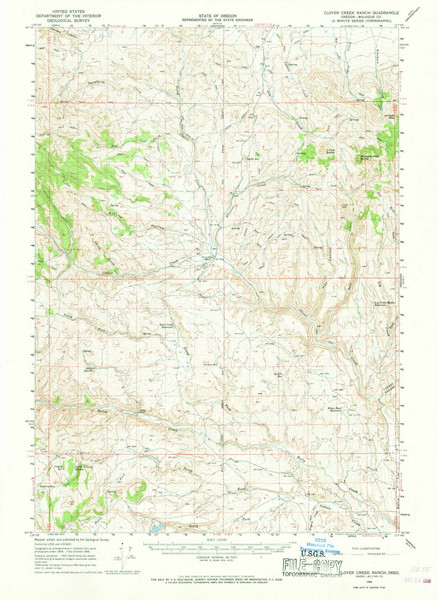 Clover Creek Ranch, Oregon 1966 (1968) USGS Old Topo Map Reprint 15x15 OR Quad 282346