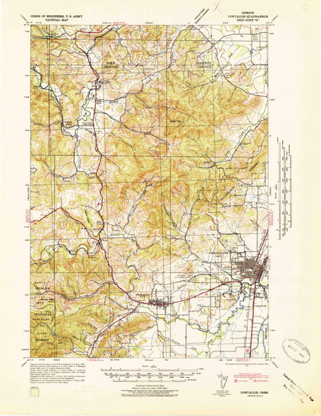 Corvallis, Oregon 1942 (1942) USGS Old Topo Map Reprint 15x15 OR Quad 463270