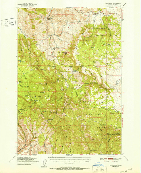 Courtrock, Oregon 1951 (1952) USGS Old Topo Map Reprint 15x15 OR Quad 282379