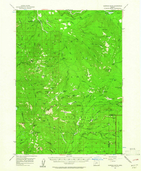 Garwood Butte, Oregon 1956 (1961) USGS Old Topo Map Reprint 15x15 OR Quad 282516