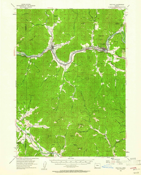 Gold Hill, Oregon 1954 (1961) USGS Old Topo Map Reprint 15x15 OR Quad 282533