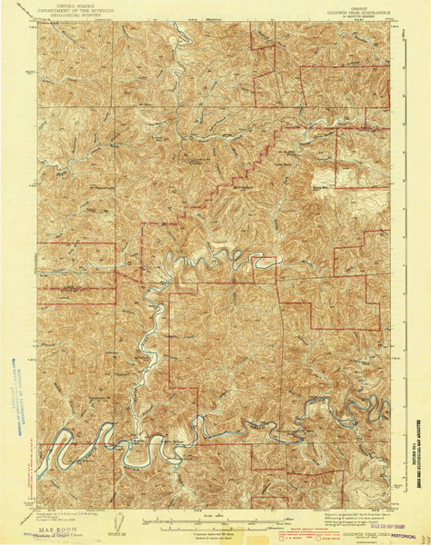 Goodwin Peak, Oregon 1943 () USGS Old Topo Map Reprint 15x15 OR Quad 282537