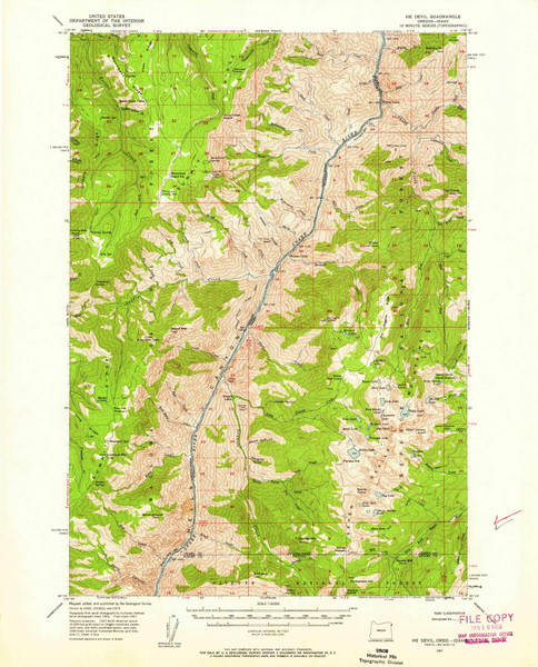 He Devil, Idaho 1957 (1958) USGS Old Topo Map Reprint 15x15 OR Quad 282566