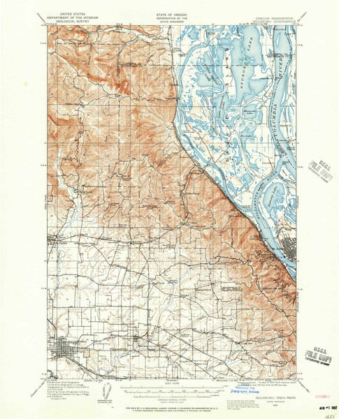 Hillsboro, Oregon 1915 () USGS Old Topo Map Reprint 15x15 OR Quad 282579