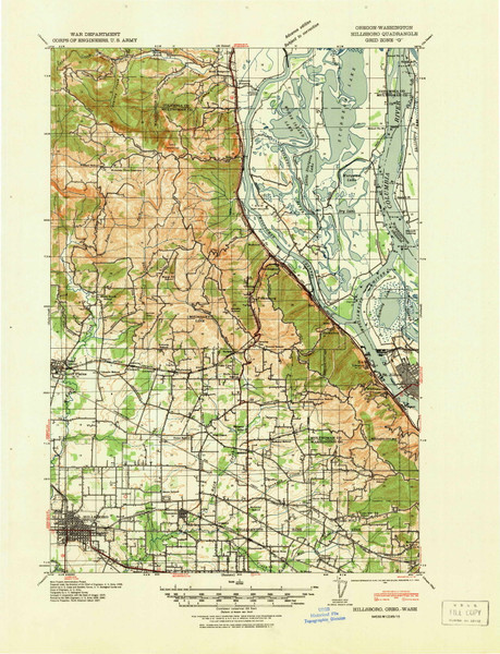 Hillsboro, Oregon 1940 (1940) USGS Old Topo Map Reprint 15x15 OR Quad 282582