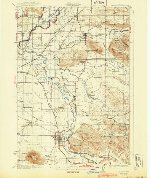 Lebanon, Oregon 1924 (1943) USGS Old Topo Map Reprint 15x15 OR Quad 282652