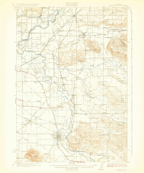 Lebanon, Oregon 1924 () USGS Old Topo Map Reprint 15x15 OR Quad 463242