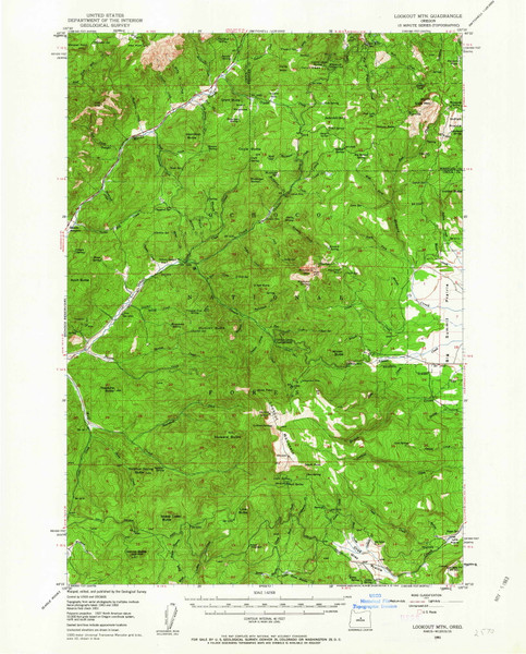Lookout Mtn, Oregon 1951 (1963) USGS Old Topo Map Reprint 15x15 OR Quad 282669
