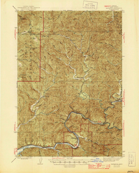 Mapleton, Oregon 1945 () USGS Old Topo Map Reprint 15x15 OR Quad 282683