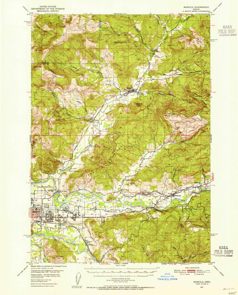 Marcola, Oregon 1950 (1955) USGS Old Topo Map Reprint 15x15 OR Quad 282686