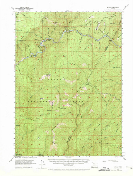 Marial, Oregon 1954 (1974) USGS Old Topo Map Reprint 15x15 OR Quad 282689