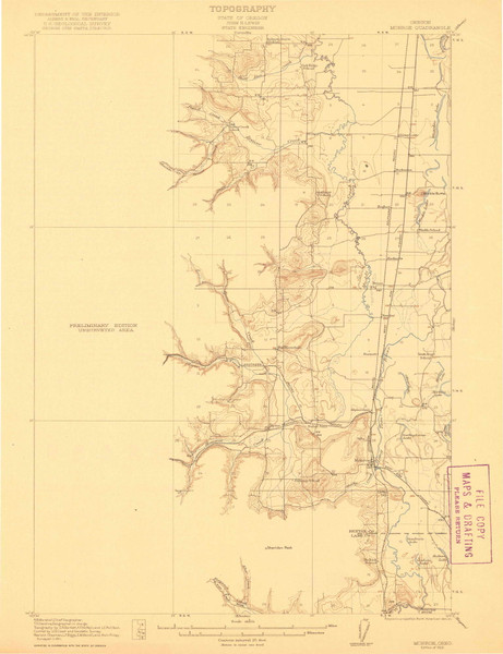 Monroe, Oregon 1922 () USGS Old Topo Map Reprint 15x15 OR Quad 463288