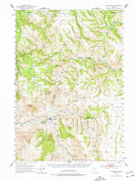 Monument, Oregon 1951 (1977) USGS Old Topo Map Reprint 15x15 OR Quad 282730