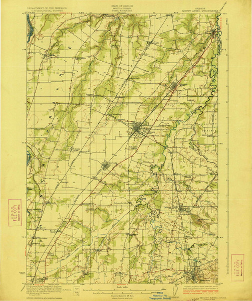 Mount Angel, Oregon 1923 () USGS Old Topo Map Reprint 15x15 OR Quad 282736