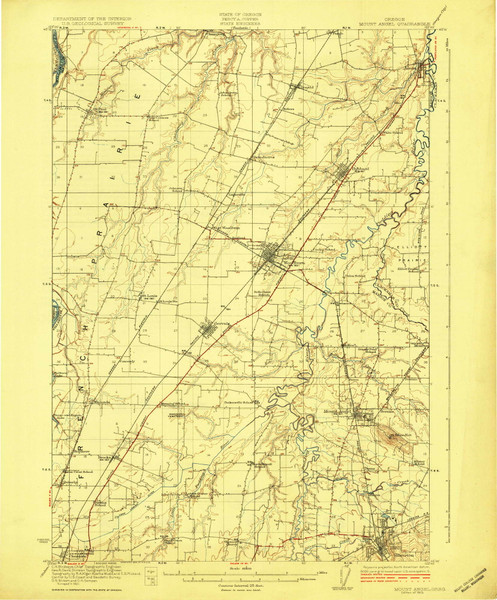 Mount Angel, Oregon 1923 () USGS Old Topo Map Reprint 15x15 OR Quad 282737