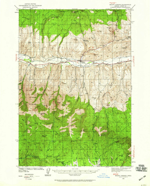 Mount Vernon, Oregon 1940 (1959) USGS Old Topo Map Reprint 15x15 OR Quad 282741