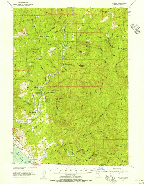 Mt. Emily, Oregon 1954 (1956) USGS Old Topo Map Reprint 15x15 OR Quad 282745