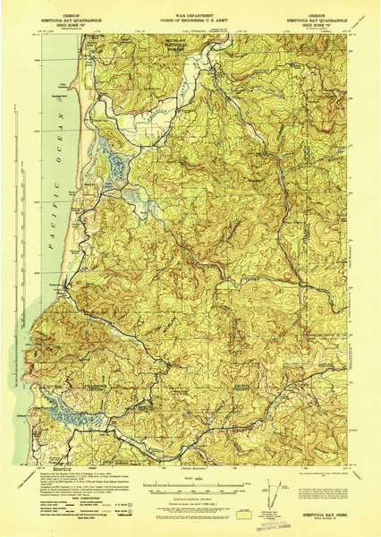Nestucca Bay, Oregon 1942 (1942) USGS Old Topo Map Reprint 15x15 OR Quad 282760