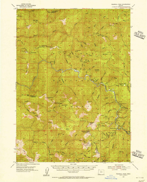 Pearsoll Peak, Oregon 1954 (1956) USGS Old Topo Map Reprint 15x15 OR Quad 282782