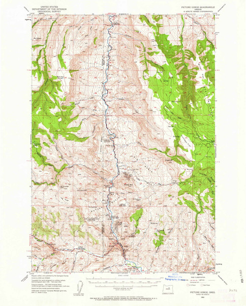 Picture, Oregon 1953 (1963) USGS Old Topo Map Reprint 15x15 OR Quad 282787