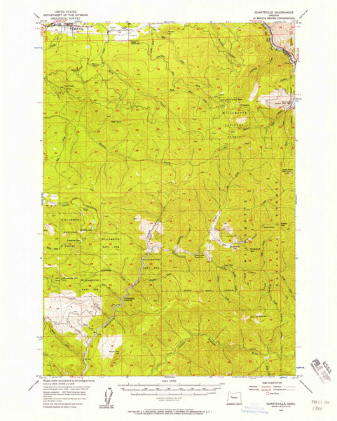 Quartzville, Oregon 1956 (1958) USGS Old Topo Map Reprint 15x15 OR Quad 282824