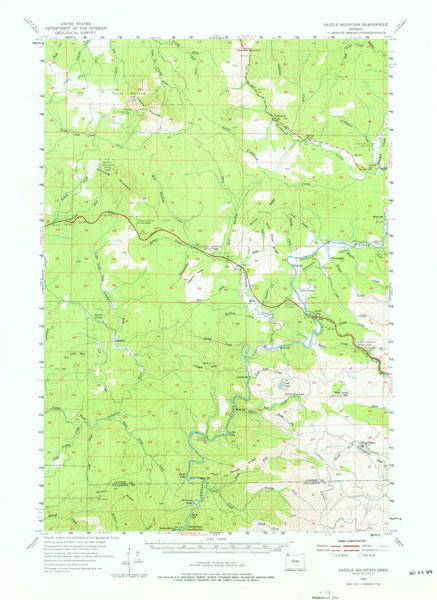 Saddle Mountain, Oregon 1955 (1976) USGS Old Topo Map Reprint 15x15 OR Quad 282857