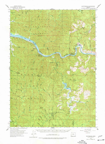 Scottsburg, Oregon 1955 (1977) USGS Old Topo Map Reprint 15x15 OR Quad 282871
