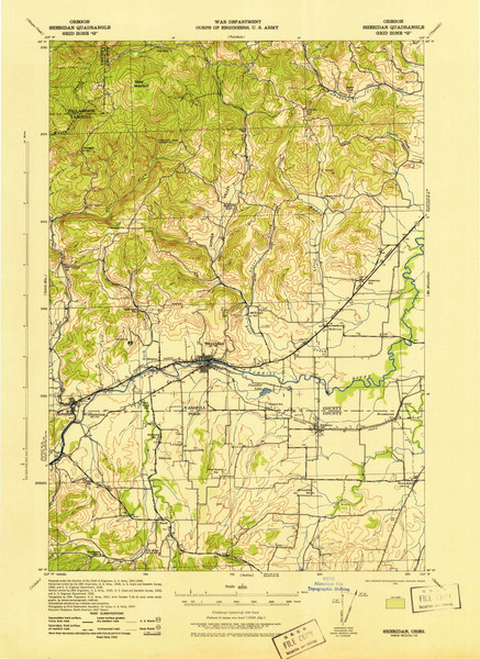 Sheridan, Oregon 1942 () USGS Old Topo Map Reprint 15x15 OR Quad 282880