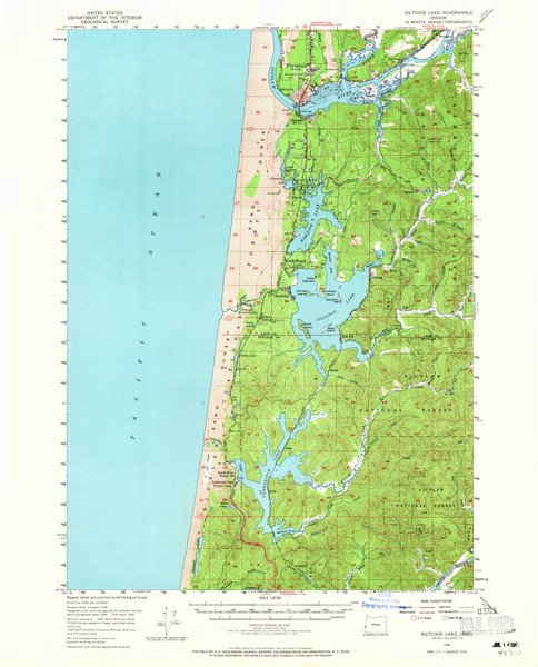Siltcoos Lake, Oregon 1956 (1965) USGS Old Topo Map Reprint 15x15 OR Quad 282888