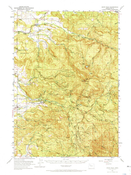 Snow Peak, Oregon 1951 (1972) USGS Old Topo Map Reprint 15x15 OR Quad 282897