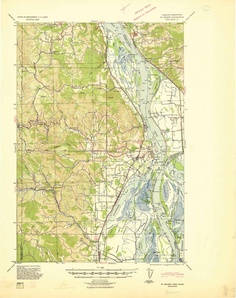 St Helens, Oregon 1941 () USGS Old Topo Map Reprint 15x15 OR Quad 463403