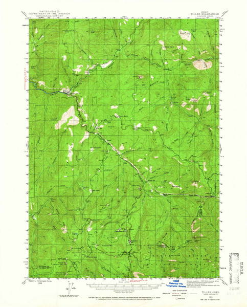 Tiller, Oregon 1944 (1966) USGS Old Topo Map Reprint 15x15 OR Quad 282961